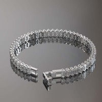 Bracelet tennis en diamant de culture pour femmes et hommes, or massif 14 carats, bracelet en diamant baguette, bracelet baguette, bracelet