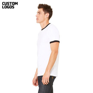 Transpirable Hombres Classic Logo Ringer Camiseta Unisex Ringspun Algodón/Poliéster Fino Jersey Ringer Camiseta - Product Image 3