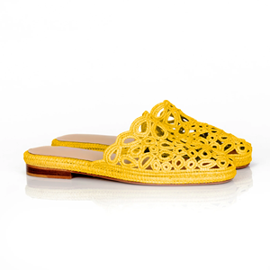 Sandales babouches en raphia tissées à la main jaunes pour femmes Légères Antidérapantes Confortables Élégantes Bout fermé Mode estivale jetable - Product Image 2