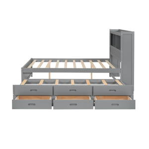 Cama de plataforma de tamaño completo con cajones nido y enchufes USB blanca para niños Proveedor DE SERVICIOS OEM de Vietnam - Product Image 3