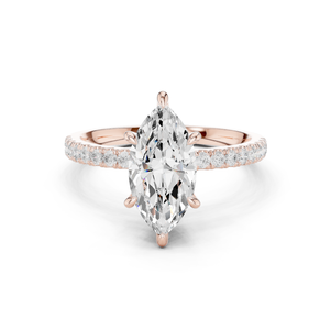 18K Rose Gold Marquise <b>Diamond</b> <b>Ring</b> for Anniversary - Product Image 1