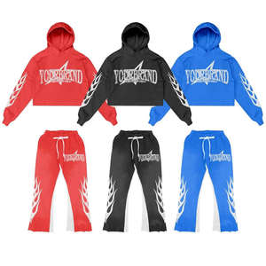 Conjunto Deportivo de Dos Piezas con Diseño Personalizado DTG, Sudadera con Capucha y Pantalones Deportivos de Invierno con Lavado Ácido, Estilo Holgado con Piedras, Traje Deportivo - Product Image 5