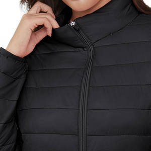 Señoras Puffer chaquetas cremallera invierno Color sólido esponjoso mujeres OEM logotipo personalizado diseño térmico a prueba de viento al por mayor - Product Image 4