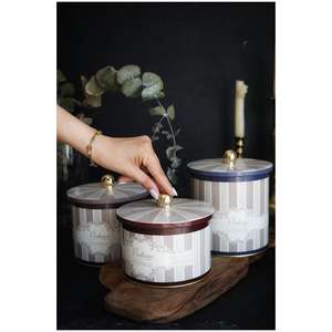 Round Metal Tin <b>Canister</b> <b>Set</b> Dia 140 mm ( 3Pcs) Elegance Elegance Design - Product Image 1