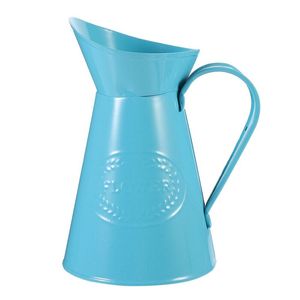 Elegante florero de metal hecho a mano de hierro azul para interiores tradicionales y contemporáneos para bodas - Product Image 1