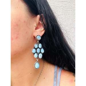 Running Brave Golden Hills Turquoise Sterling Silver Drop <b>Earrings</b> Geometric Cluster <b>Post</b> Dangle Jewelry for Women - Product Image 2