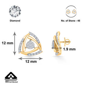 Pendientes de botón chapados en oro de 14k Trigon para mujer con circonita y perla, joyería de compromiso moderna - Product Image 5