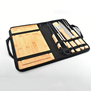 Parrilla de barbacoa portátil para exteriores, bolsa de transporte, juego de 6 piezas, cocina de acero, accesorios de barbacoa de madera de bambú, fiesta al aire libre, Camping - Product Image 4