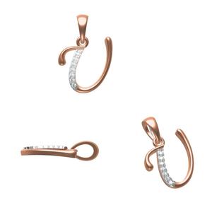 สร้อยคอจี้คุณภาพดีตัว U-Alphabet 14K ดีไซน์เนอร์สำหรับผู้หญิงมีสไตล์มีตัวอักษรสีโรสโกลด์ของขวัญที่สมบูรณ์แบบสำหรับเธอ - Product Image 4