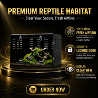Terrarium en PVC 12*12*18 pouces pour animaux de compagnie, cages et abris avec ventilation latérale et fermeture magnétique, idéal pour les geckos africains à queue grasse - Vente chaude