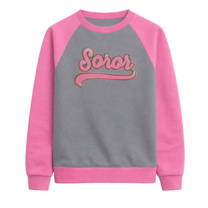 Sweat-shirt à col rond et manches raglan gris acier, sororité grecque, vêtements décontractés élégants pour femmes, rose et vert, sororité universitaire - Product Image 3