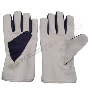 Ensemble de paume en cuir de chèvre véritable Gants de travail de sécurité Gants de mécanicien en cuir d'aile Pouce arrière - Product Image 5