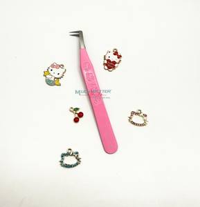 แหนบติดขนตาปลายแหลม 90 องศา สแตนเลส  แบบมีจี้ลายเฮลโลคิตตี้และดอกไม้  ปลายไฟเบอร์  สามารถสั่งทำสีได้ - Product Image 5