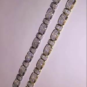 สร้อยข้อมือขนาด12.5มม. สำหรับผู้ชายสร้อยข้อมือเพชรโมอิส925เงินแท้สำหรับผู้ชายสร้อยข้อมือออกแบบได้ตามที่ต้องการ - Product Image 2