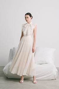 LUNA PLEATED TOP 170400002 Modelo Blusas de mujer Camisas Burnout Tela de algodón 35% SEDA 65% ALGODÓN Conjunto de ropa formal de lujo - Product Image 3