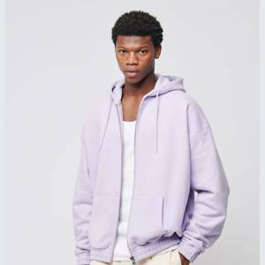 Sweat à capuche zippé avec logo personnalisé pour hommes Streetwear Sweat-shirt uni à la mode et en coton surdimensionné - Product Image 4