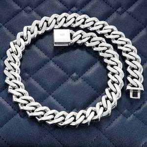 18MM 925 Sterling <b>Silver</b> Gold Plated 32 Carat Sparkling Miami Baguette Stone Moissanite Cuban Link Chain Hip Hop Party <b>Bracelet</b> - Product Image 1