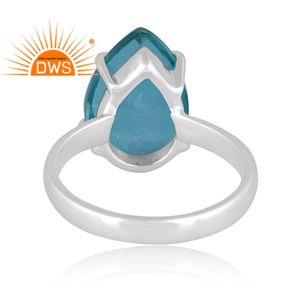 La mejor calidad fina plata esterlina doblete Santamaria aguamarina cuarzo piedra preciosa anillo apilable fabricante de joyería personalizada - Product Image 4