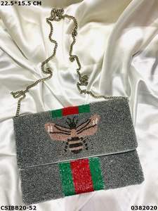 Fabriqué à la main papillon motif pochette Banjara Boho pierre perlée Designer soirée dames en cuir Style décontracté enveloppe - Product Image 5