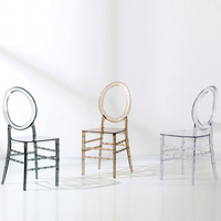 Chaise d'événement transparente en acrylique cristal de style Napoléon Chiavari pour cérémonie de mariage, location de banquet d'hôtel et lieu de réception