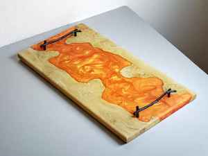 Vaisselle décorative rectangulaire en bois massif véritable naturel, plateau de service à fruits, plateau de service à café, plateau de service à café - Product Image 2