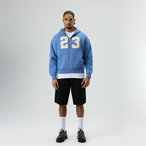 Sweat-shirts à capuche pour hommes en coton 100% avec fermeture éclair, logo personnalisé, streetwear d'hiver, ODM, imprimé en relief, vintage, déchiré, délavé à l'acide, épaules tombantes - Product Image 1