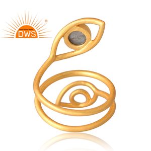 แหวนอัญมณีลาบราดอไรต์ธรรมชาติชุบทอง18K ดีไซน์ทำด้วยมือแหวนเงินแท้ - Product Image 2