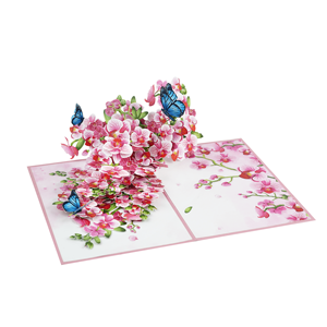 Artesanía 3D Pop-up Flores rosas con mariposa Tarjeta de felicitación 15x20 cm Tarjeta de regalo de papel personalizada para madre - Product Image 1