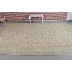 พรมวินเทจขนาดใหญ่พิเศษ 7.1x13.6 ฟุต สีเบจลายปะติดแบบตุรกี - Product Image 3