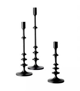 Bougeoir conique noir moderne fait à la main pour balcon décoration bureau bureau décor de comptoir bougeoir bâtons - Product Image 1