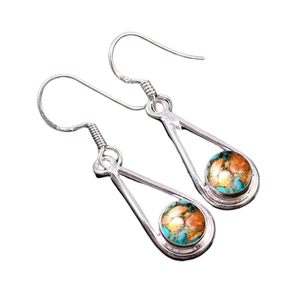 Fashionable Oyster Copper Turquoise Gemstone <b>Earrings</b> 925 Sterling Silver <b>Earrings</b> for Girls 925 Stamped Dangle <b>Earrings</b> Jewelry - Product Image 1