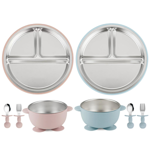 2025 in acciaio inox BPA Free Food paper ciotole Set Design diviso in Silicone rimovibile ventosa modello animale - Product Image 1