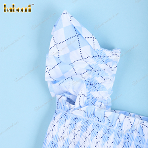 Kansai Bubble - Pelele de Verano para Bebés Niñas, 100% Algodón, Color Azul con Puntos Blancos, OEM ODM en Stock - BB3275 - Product Image 3