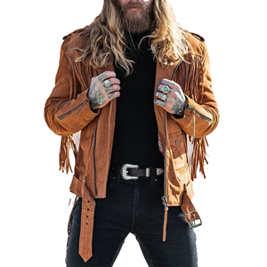Nuevo diseño, chaqueta de cuero de moda para hombre más vendida, chaqueta con flecos, chaqueta occidental para invierno, Otoño, verano, Completamente forrada - Product Image 1