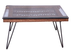 Table basse Alyssa avec dessus en verre Mobilier de salon moderne Table basse portable et légère avec décoration durable - Product Image 2