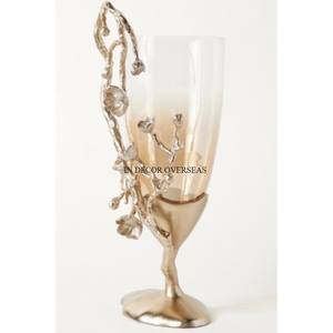 Cuenco hecho de acrílico de la mejor calidad con diseño de hojas y flores de lujo únicas chapadas en oro Centro de mesa y suministros de decoración - Product Image 1