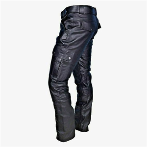 Nouveau Streetwear Style en cuir Cargo pantalon hommes pantalons droit incurvé rayé sur mesure respirant en cuir Offre Spéciale Cargo pantalon - Product Image 5