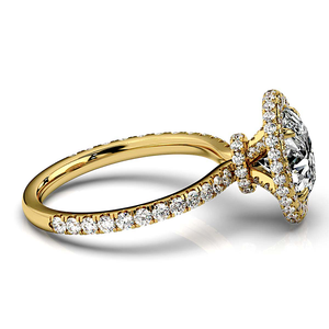 Anillo de Compromiso Clásico con Halo de Corte Ovalado de 1 Quilate D/VS2, Cultivado en Laboratorio, Certificado por IGI, Oro Sólido de 14K, Engaste de Puntas, Regalo de Boda - Product Image 2