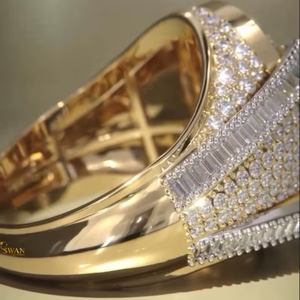 10K Or Massif Rappeur Style Hip Hop Glacé Hommes Fiançailles De Mariage Déclaration Anneau avec Full Pave VVS Lab Grown Diamonds - Product Image 3