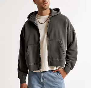 Sudadera con Capucha Corta y Cuadrada para Hombre, Logotipo Personalizado, Alta Calidad, 400 Gsm, Felpa Francesa de Poliéster/Algodón, Transpirable y Ecológica - Product Image 5