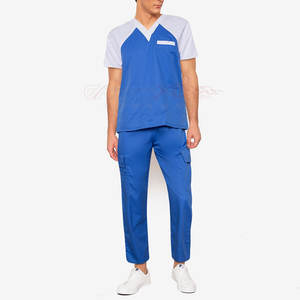 Medical Unisex Denim Cotton Blends Scrub Suit Elastic Waistband Pants Two Functional <b>Pockets</b> Needle Detection Breathable - Product Image 1