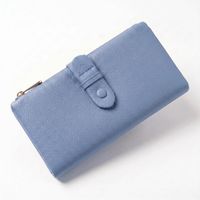 Dompet Panjang Multifungsi Kulit Asli Jepang Mewah dengan Kancing Penutup, Tempat Kartu Lepas Pasang, Lapisan Poliester untuk Wanita