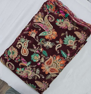 Le tissu de viscose de travail de broderie d'impression de position de crep naturel pur fait au matériel de robe de fantaisie - Product Image 6