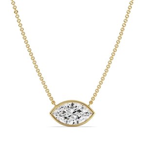Collar con colgante solitario de corte marquesa con bisel - Product Image 1