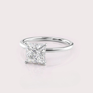 IGI Certified Princess Shape Lab Created Diamond Engagement <b>Ring</b> Solid 925 Sterling Silver Hidden Halo Bridal <b>Ring</b> - Product Image 2