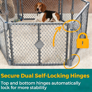 Parc de jeu pliable pour chien personnalisable, intérieur/extérieur. Fabriqué aux États-Unis. Parc de jeu <span class=keywords><strong>autoportant</strong></span> pour chiots à 6 panneaux, barrière pour chien de 26 po de hauteur - Product Image 3