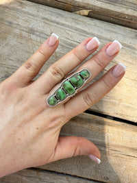 Fait à la main naturel semi-précieux Sonoran montagne Turquoise argent Sterling 925 réglable 5 pierre belle bague pierre précieuse à la main - Product Image 4