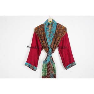 Elegante Kimono Japonés Vintage de Seda con Parches para Mujer, Ropa de Dormir y Batas para Fiestas en la Playa, para la Temporada de Verano y Primavera - Product Image 2