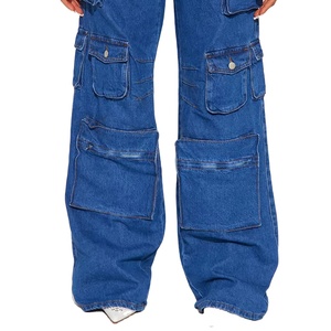 Pantalones Vaqueros Transpirables para Mujer, Estilo Cargo Cómodo, con Múltiples Bolsillos, de Mezclilla de Algodón, Largos, para Damas, OEM - Product Image 5