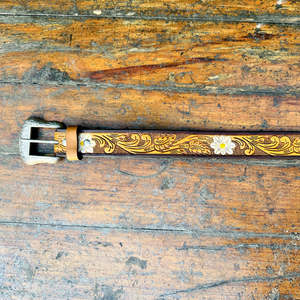 Ceinture de style western en cuir véritable peinte à la main avec motif de cheval, boucle en alliage de zinc, vintage, 40 mm, taille personnalisée - Product Image 4